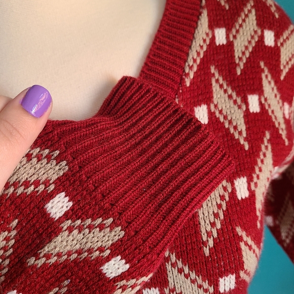 Vintage 1970s sweater size small preppy vneck fitted - Picture 3 of 6